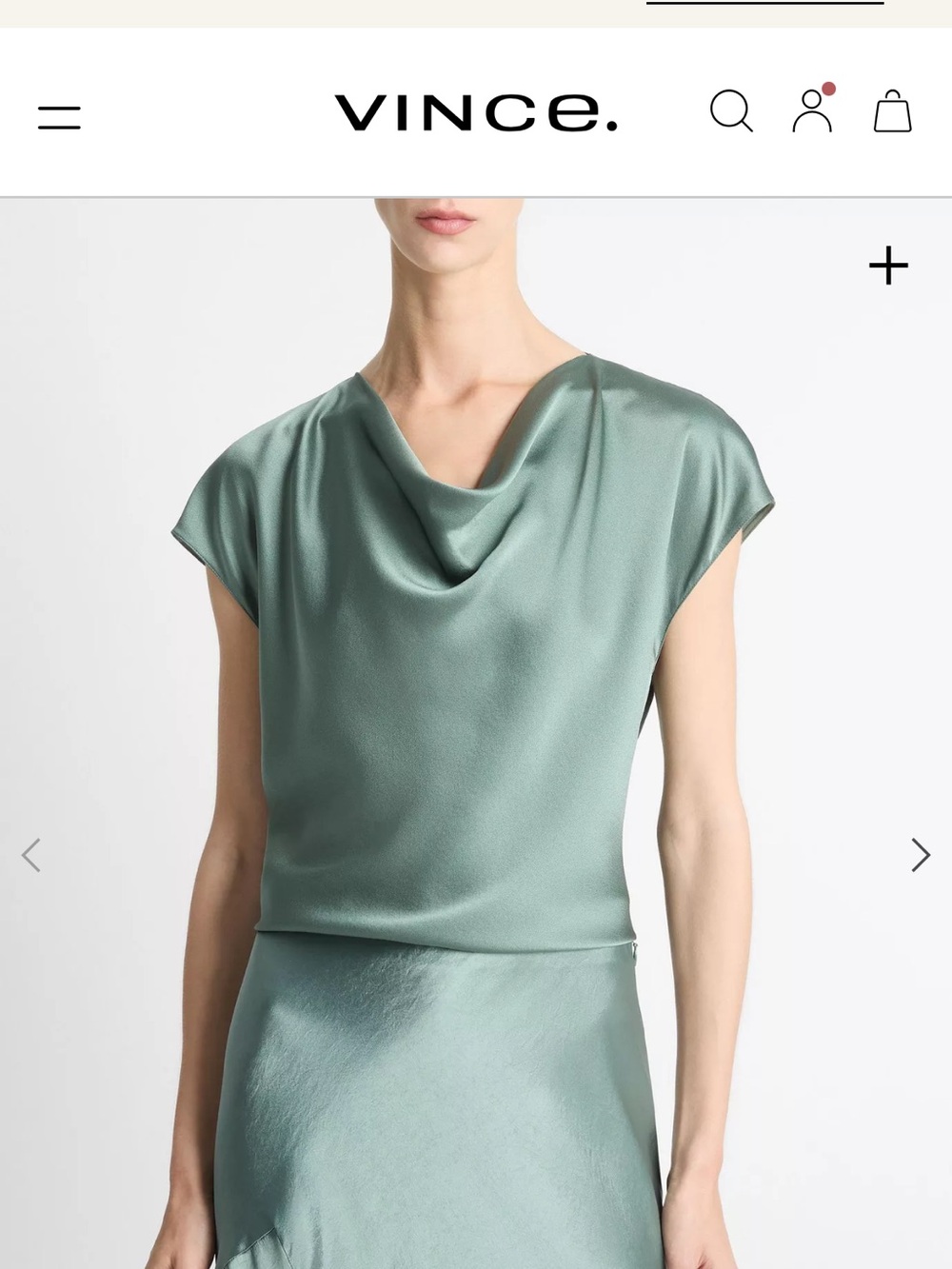 Vince Emerald Green Cowl Neck Cap-Sleeve Blouse - Picture 4 of 4